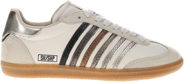 Shu Shop Womens Stevie Metallic Lace Up Sneakers Shoes Casual - Off White