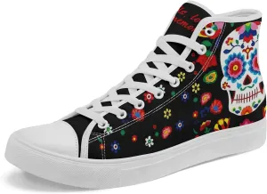 Skull Fashion High-Top Canvas Sneakers for Men Women Casual Tennis Shoes Classic Lace Up Walking Shoes