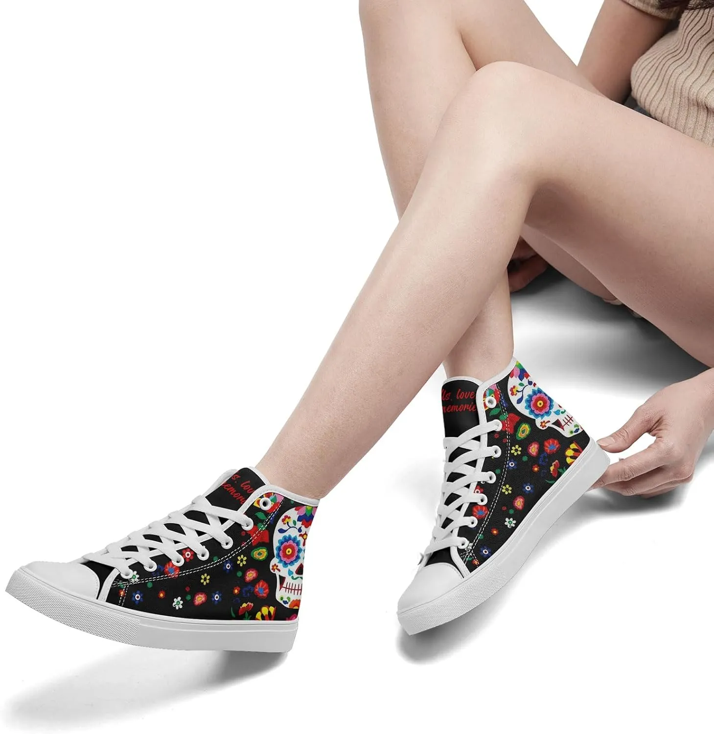 Skull Fashion High-Top Canvas Sneakers for Men Women Casual Tennis Shoes Classic Lace Up Walking Shoes