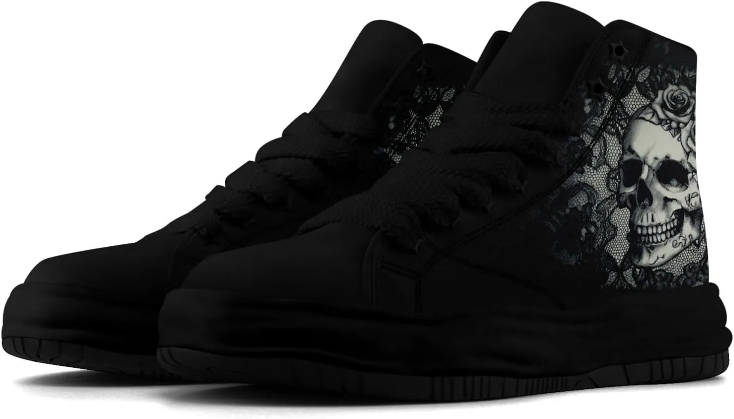 Skull High-Top Canvas Sneakers for Men Women Casual Comfortable Skateboarding Shoes, Gothic Design,Non-Slip Tennis Sneaker