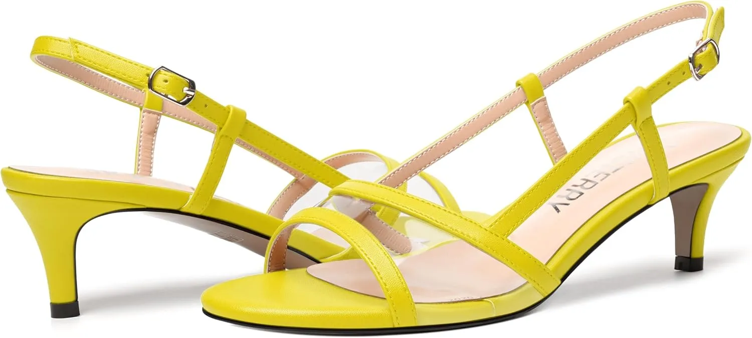 SKYSTERRY Womens Casual Dating Buckle Open Toe Slingback Matte Kitten Low Heel Heeled Sandals 2 Inch