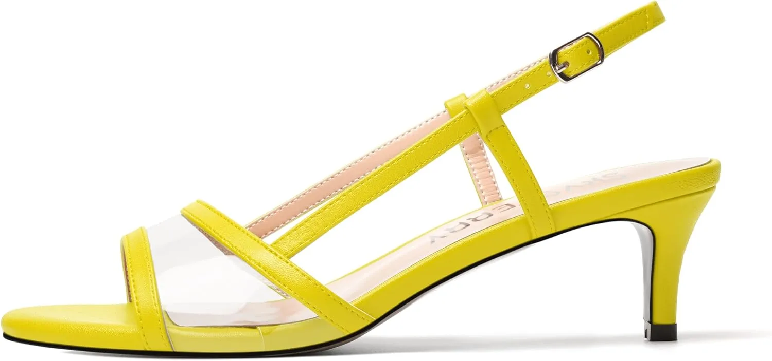 SKYSTERRY Womens Casual Dating Buckle Open Toe Slingback Matte Kitten Low Heel Heeled Sandals 2 Inch