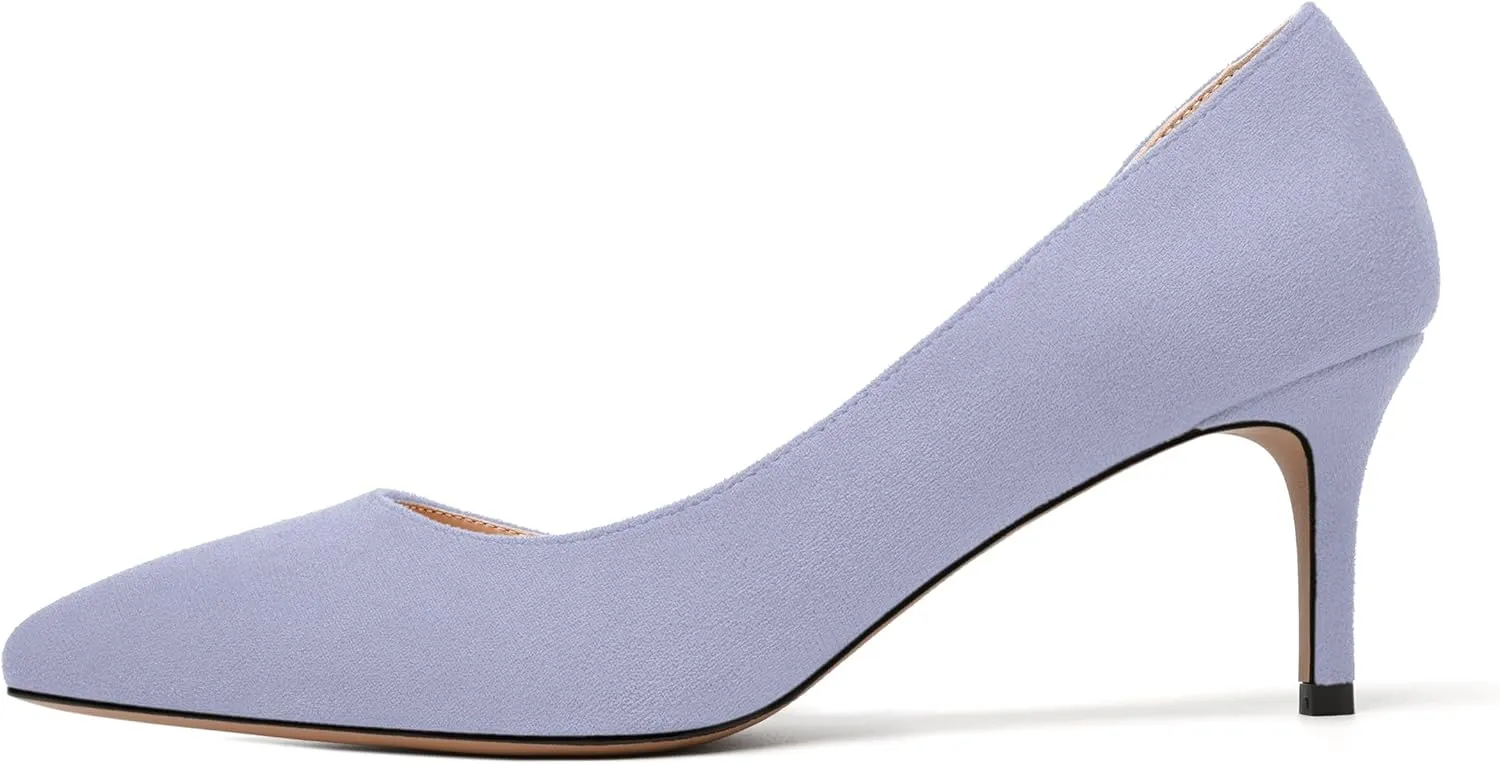 SKYSTERRY Womens Dress Slip On Wedding Suede Pointed Toe Stiletto Mid Heel Pumps Shoes 2.5 Inch