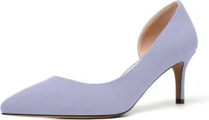 SKYSTERRY Womens Dress Slip On Wedding Suede Pointed Toe Stiletto Mid Heel Pumps Shoes 2.5 Inch