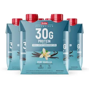 SlimFast Essentials 30g Vanilla Protein Shake, Protein Shakes Ready to Drink, Muscle Support, 1g Sugar, 24 Vitamins and Minerals, 1g Net Carbs, Very Vanilla, 12 Count