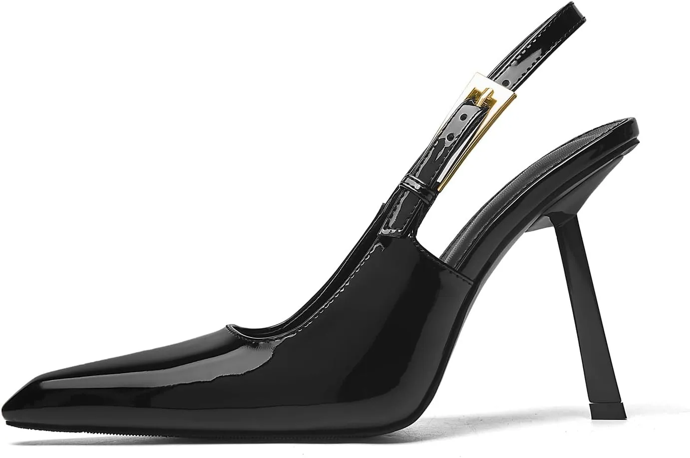 Slingback Heels for Women Pointed Toe Stiletto High Heels Pumps Metal Ankle Strap Slip-on Sandals Leather Dress Wedding Work Banquet Pumps Shoes