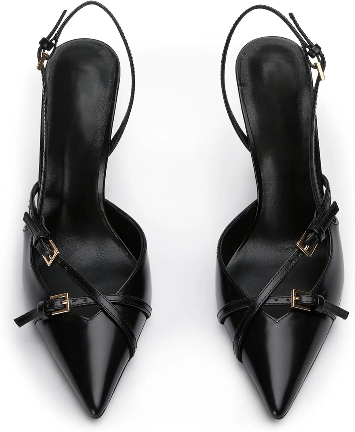 Slingback High Heels for Women Closed Pointed Toe Pumps with Buckle Strap Sexy Backless Stiletto Heeled Sandals Shoes