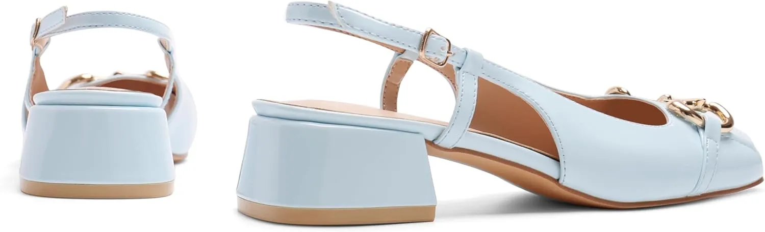 Slingback Mary Jane Heels for Women Low Block Heel Closed Square Toe Pump Shoes Heels Classic Daily Office Dressy Shoes