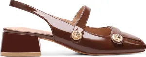 Slingback Mary Jane Heels for Women Low Block Heel Closed Square Toe Pump Shoes Heels Classic Daily Office Dressy Shoes