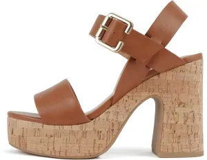 Soda “Annual” ~ Women Open Round Toe Single Band High Heel Notch Wedge Sandals with Adjustable Ankle Strap