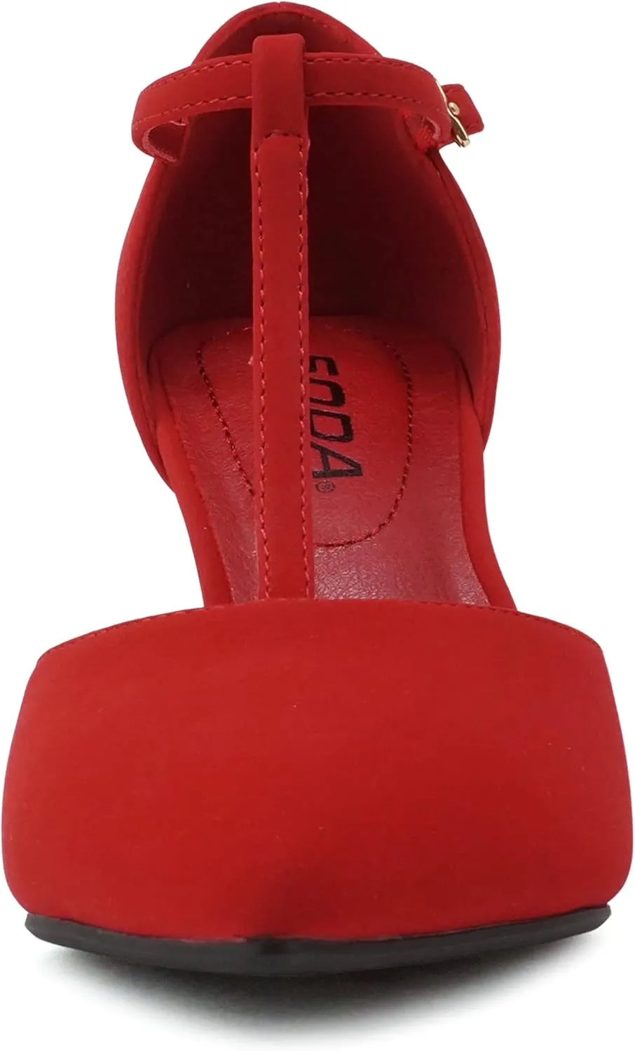 Soda Bahia ~ Women Pointed Toe Closed Back Counter Stiletto Mid Heel T-Strap Pump Shoe