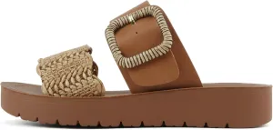 Soda “Cactus” ~ Women Open Toe Raffia Band Flatform Sandals with Buckle Strap