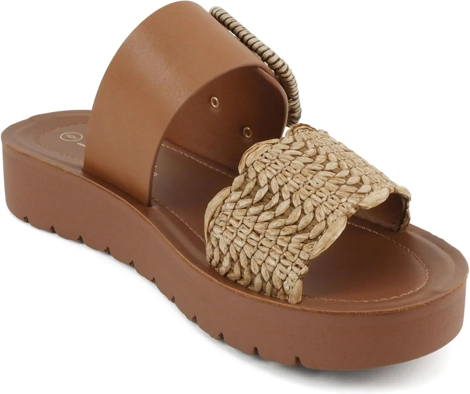 Soda “Cactus” ~ Women Open Toe Raffia Band Flatform Sandals with Buckle Strap