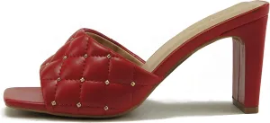 Soda JELLO ~ Women Slip On Diamond Quilted Stud Gem Jewel Fashion Flat Heel Sandal