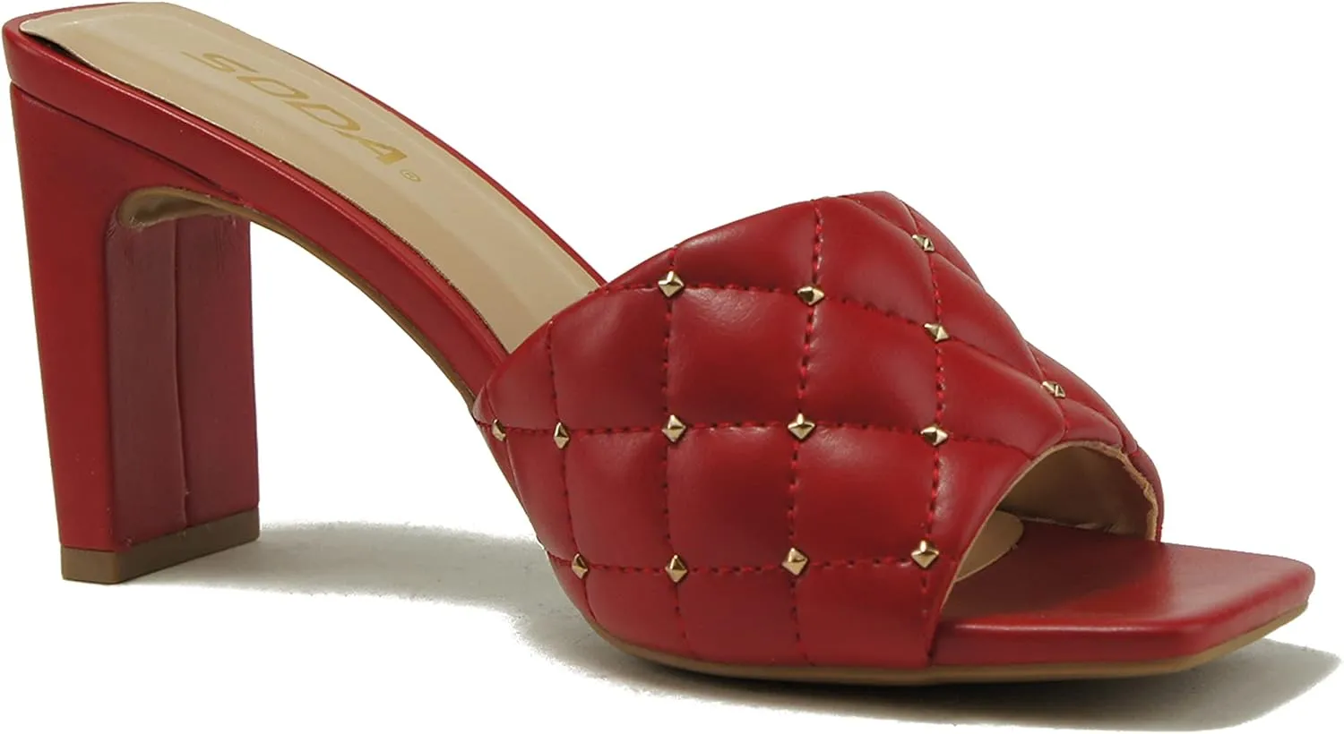Soda JELLO ~ Women Slip On Diamond Quilted Stud Gem Jewel Fashion Flat Heel Sandal