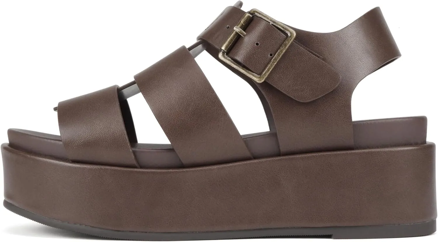 Soda "Bossi ~ Women Round Toe Flatform Fisherman Wedge Sandals with Adjustable Buckle
