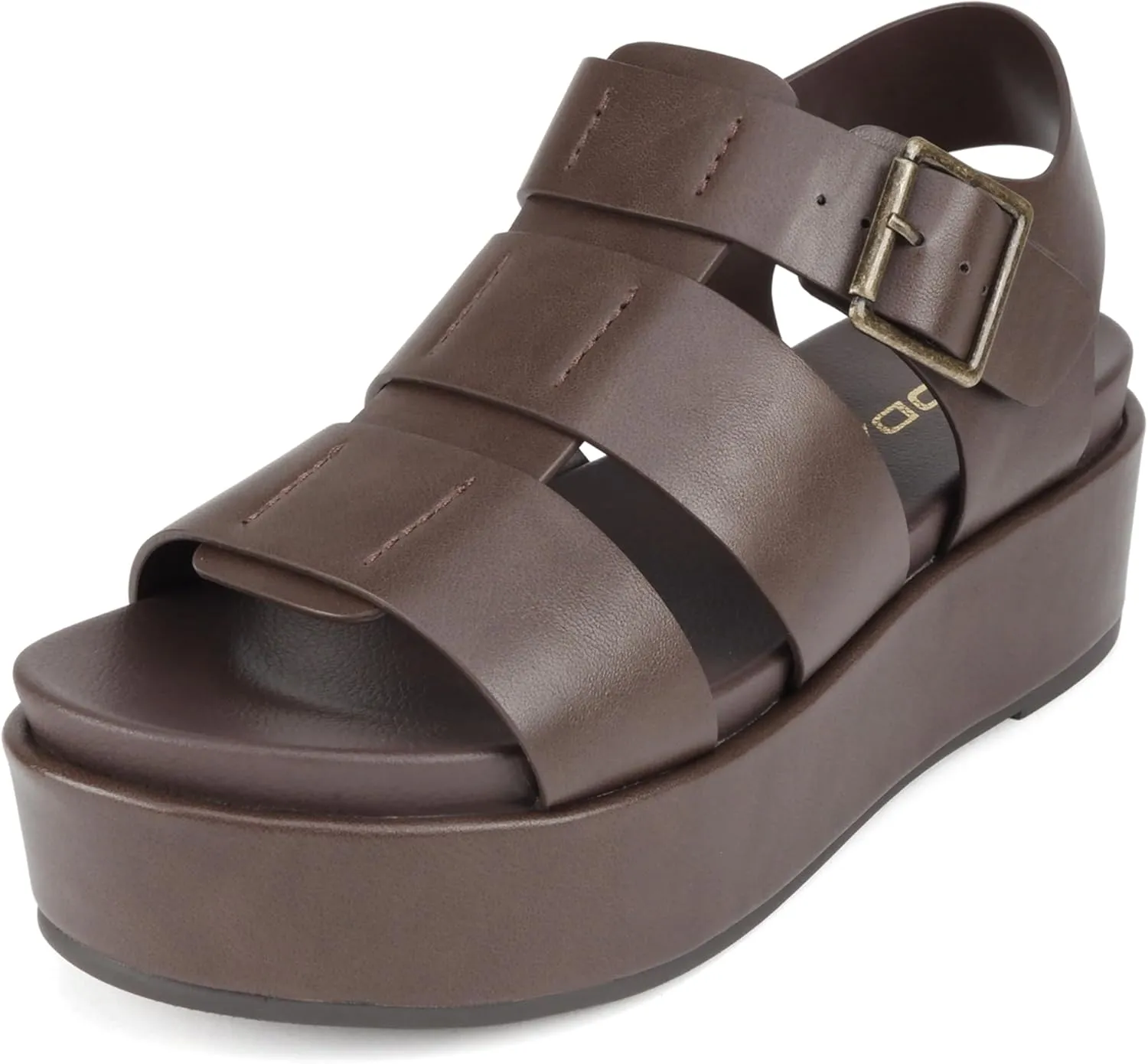 Soda "Bossi ~ Women Round Toe Flatform Fisherman Wedge Sandals with Adjustable Buckle
