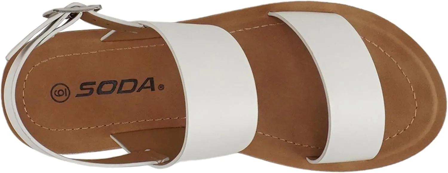 Soda REMUS-S Shoes Women Sandals Ankle Strap Buckled Flatform Wedge Flat Heel