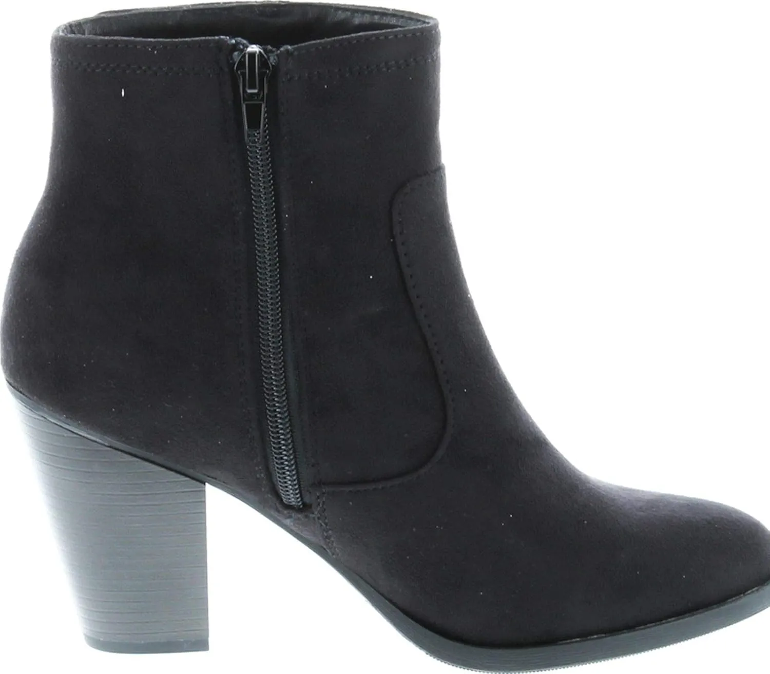 Soda Women's Bunty Faux Suede Cowboy Stacked Heels Ankle Booties with Side Accents