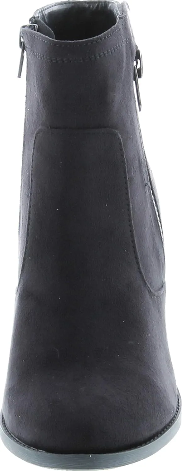 Soda Women's Bunty Faux Suede Cowboy Stacked Heels Ankle Booties with Side Accents