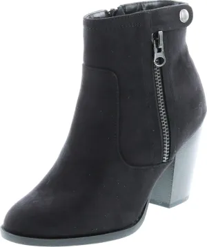 Soda Women's Bunty Faux Suede Cowboy Stacked Heels Ankle Booties with Side Accents