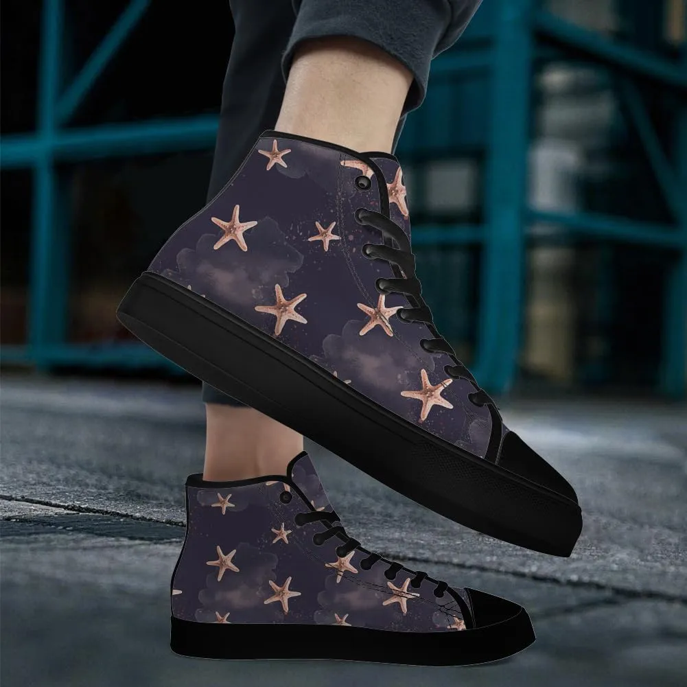 Starfish Shoes for Men Women High Top Canvas Sneakers Lace Up Casual Walking Shoes Gifts for Papa Mama