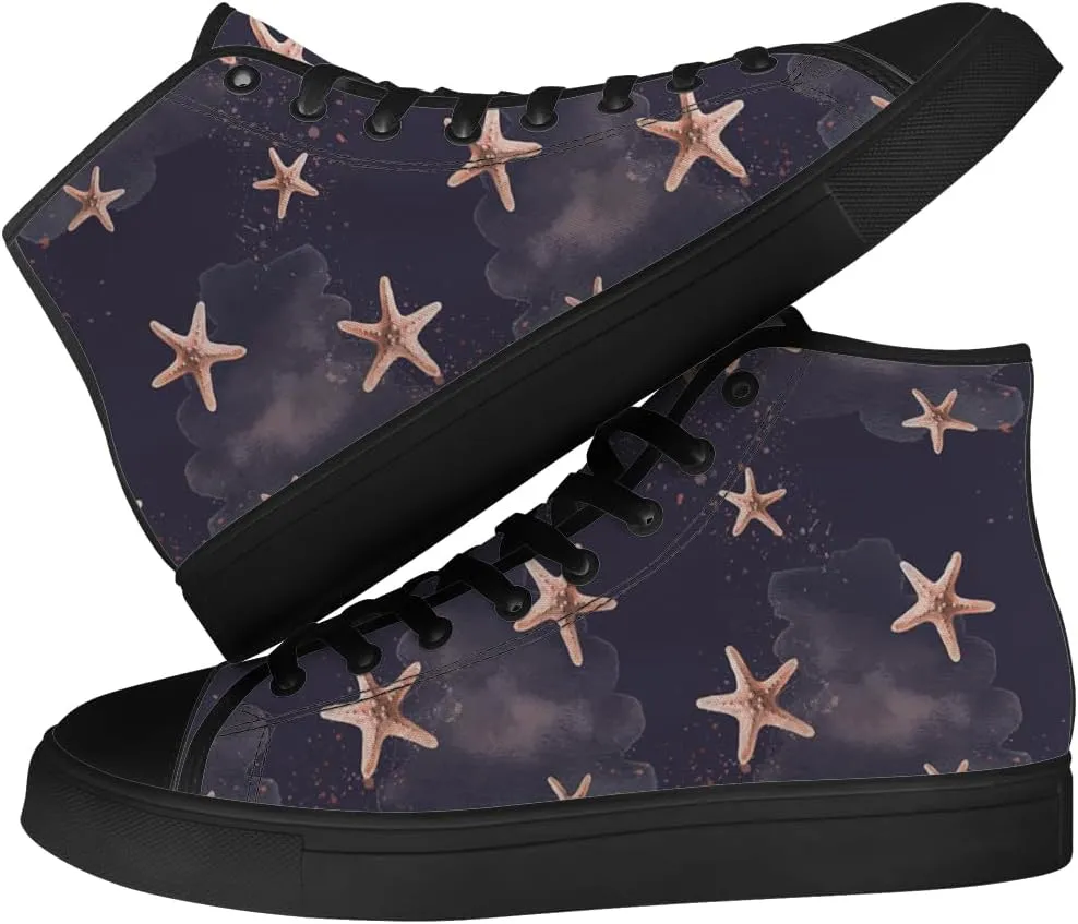 Starfish Shoes for Men Women High Top Canvas Sneakers Lace Up Casual Walking Shoes Gifts for Papa Mama