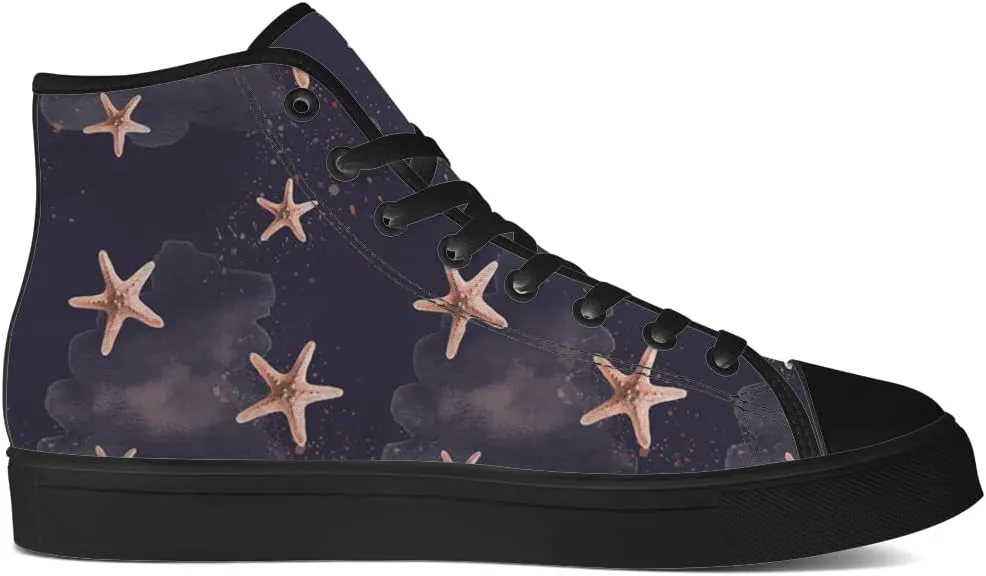 Starfish Shoes for Men Women High Top Canvas Sneakers Lace Up Casual Walking Shoes Gifts for Papa Mama
