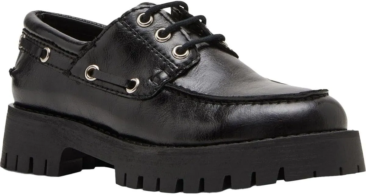 Steve Madden Womens LaVine Leather Lace-Up Loafers