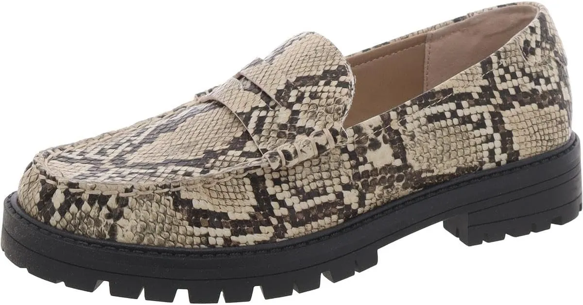 Steve Madden Womens Madelynn Faux Leather Block Heel Loafers