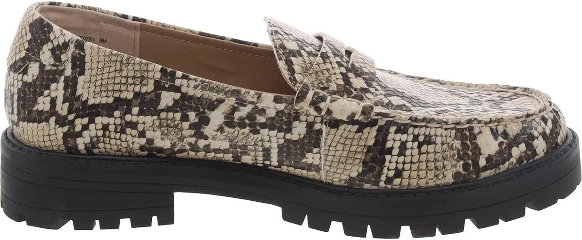 Steve Madden Womens Madelynn Faux Leather Block Heel Loafers