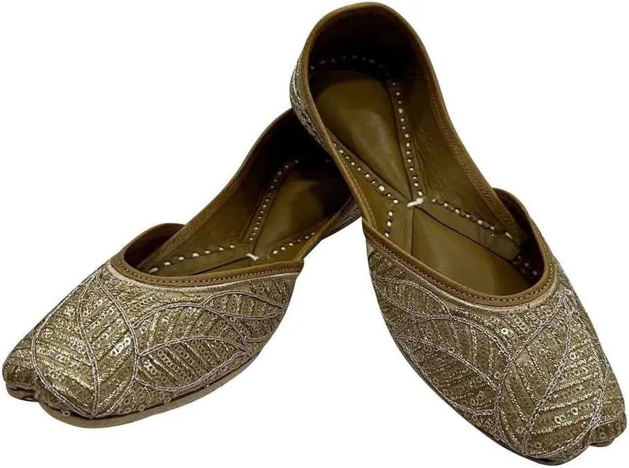 Stop n Style Punjabi Jutti Bridal Shoes Jooti Sequins Work Ethnic Mojaris Flat Khussa Sandals Ethnic Jutis