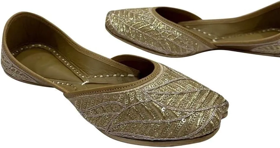 Stop n Style Punjabi Jutti Bridal Shoes Jooti Sequins Work Ethnic Mojaris Flat Khussa Sandals Ethnic Jutis