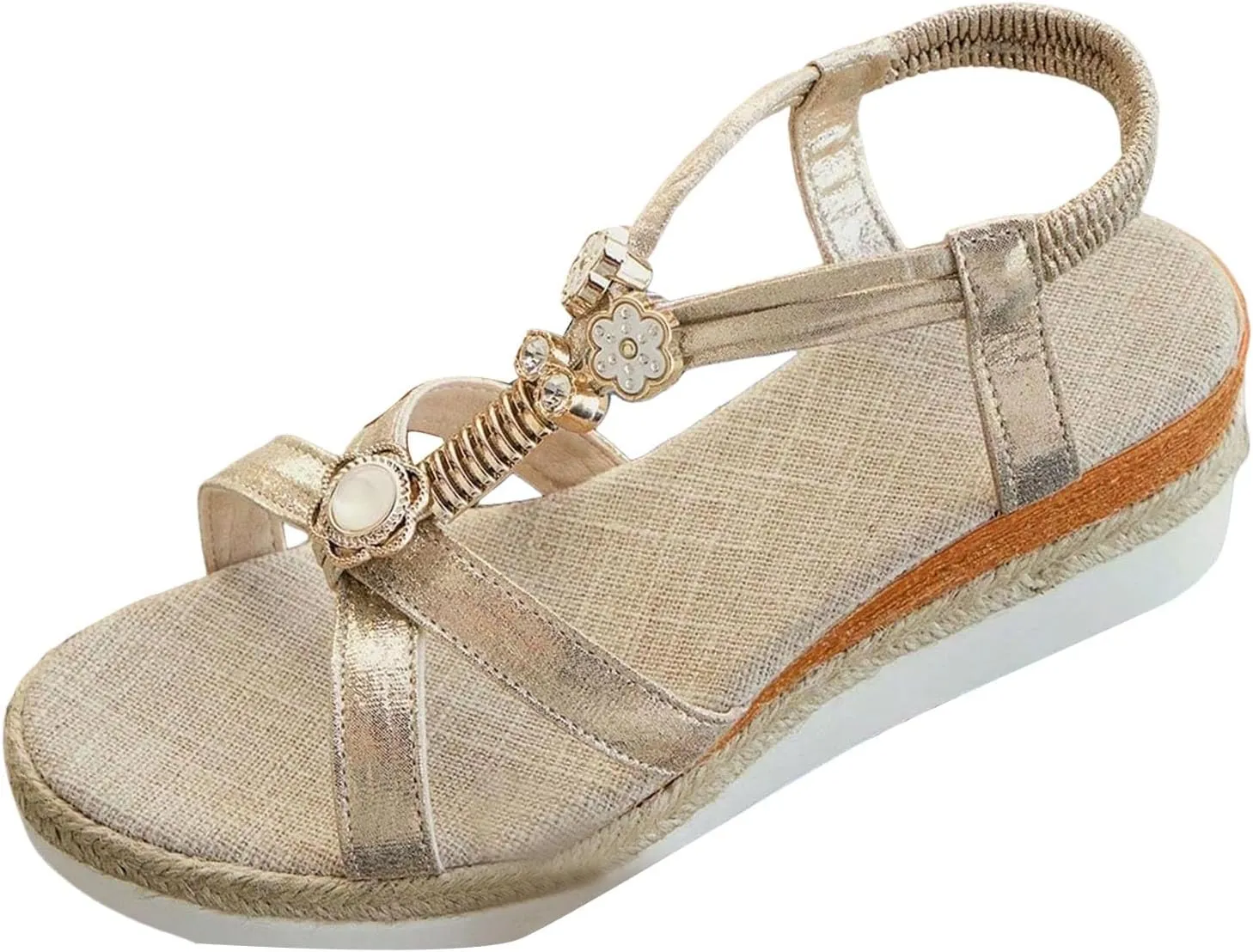 Summer Beach Sandals for Women 2025,Crystal Rhinestone Pearl Flat Sandals for Women Dressy Bling Sparkly Thong Sandals Comfortable T Strap Slip-On Shoes Casual Walking Sandals Strappy Sandals ﻿
