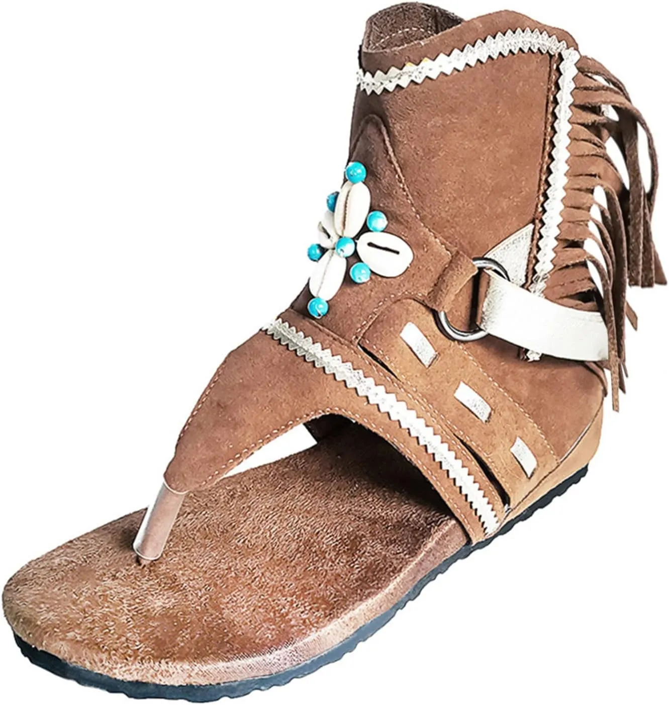 Summer Tassel Sandals for Women Gladiator Flip Flops Beach Flat Sandals Retro Bohemian Dressy Ankle Boots