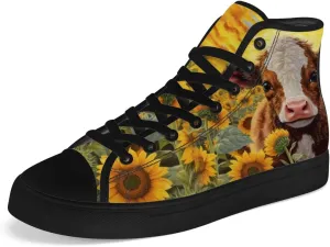Sunflower High Tops Canvas Shoes for Men Women Animal High Top Sneakers Lace Up Casual Shoes Gifts for Girls Boys