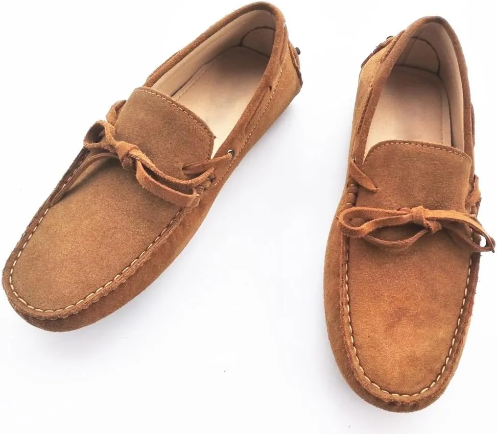 TDA Men's New Knot Suede Driving Loafers Penny Boat Shoes