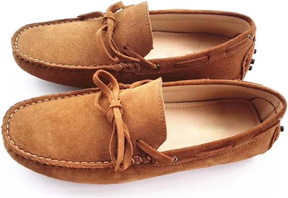 TDA Men's New Knot Suede Driving Loafers Penny Boat Shoes