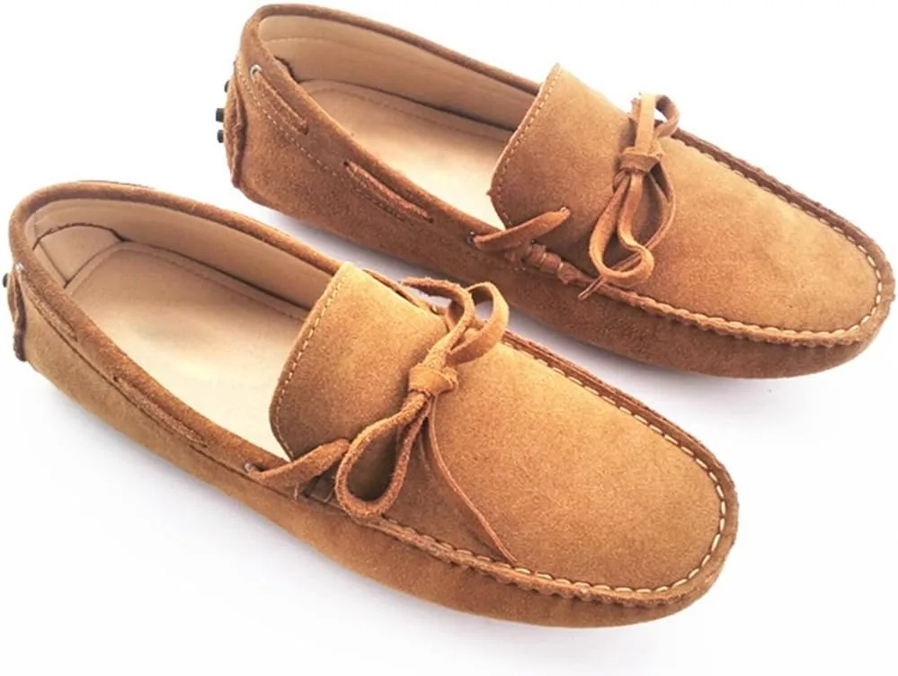 TDA Men's New Knot Suede Driving Loafers Penny Boat Shoes