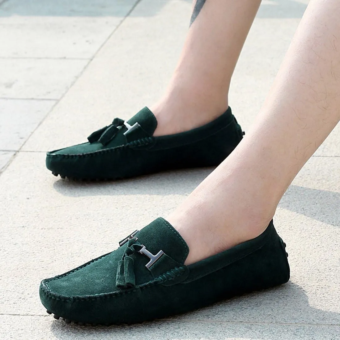 TDA Men's New Tassel Suede Driving Loafers Penny Boat Shoes