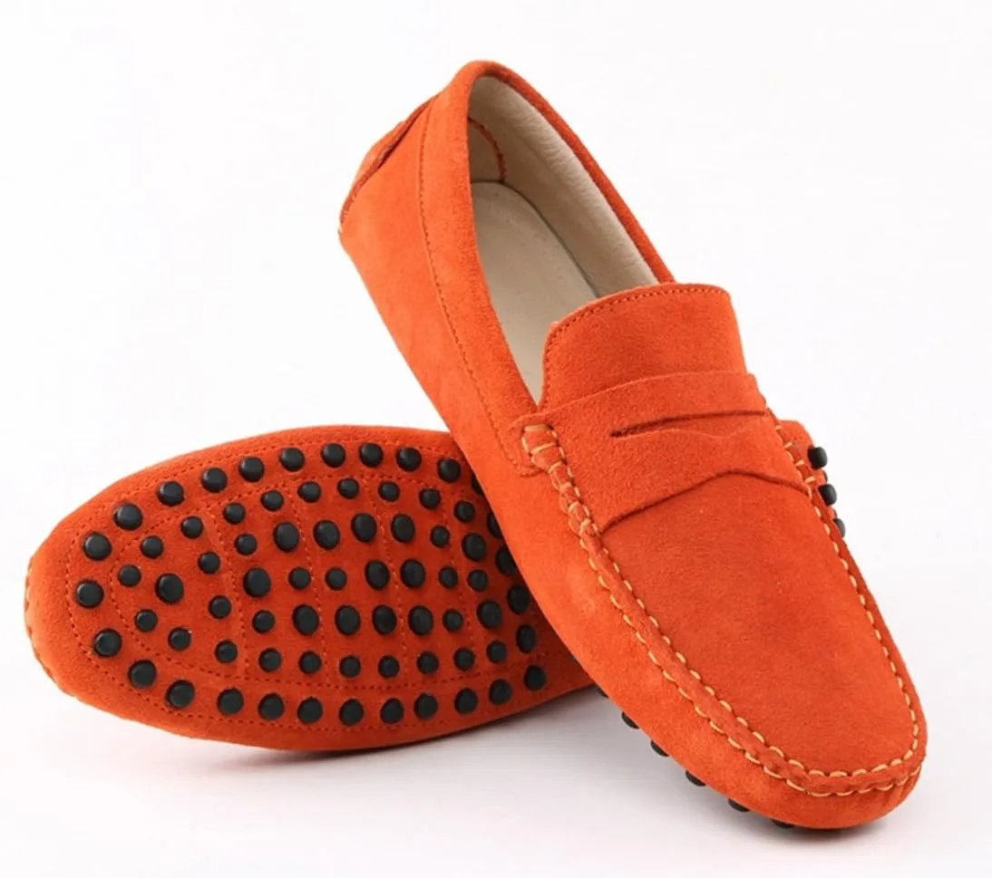 TDA Men's Stripe Multi Color Hot Suede Moccasin Loafers Boat Shoes