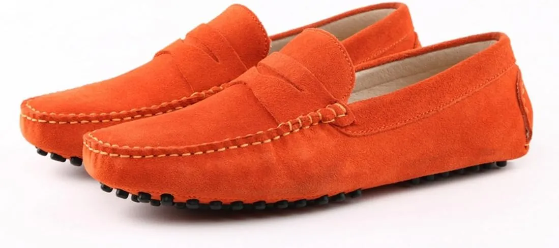 TDA Men's Stripe Multi Color Hot Suede Moccasin Loafers Boat Shoes