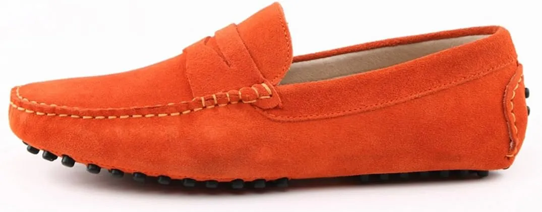 TDA Men's Stripe Multi Color Hot Suede Moccasin Loafers Boat Shoes