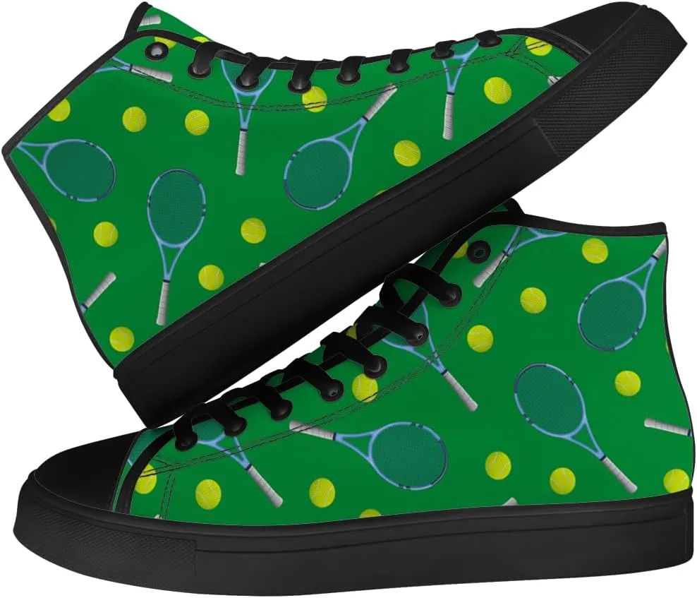 Tennis Ball Shoes High Top Canvas Sneakers Lace Up Casual Walking Shoes for Men Women