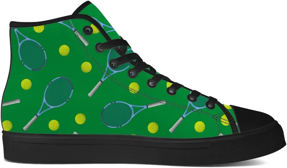 Tennis Ball Shoes High Top Canvas Sneakers Lace Up Casual Walking Shoes for Men Women