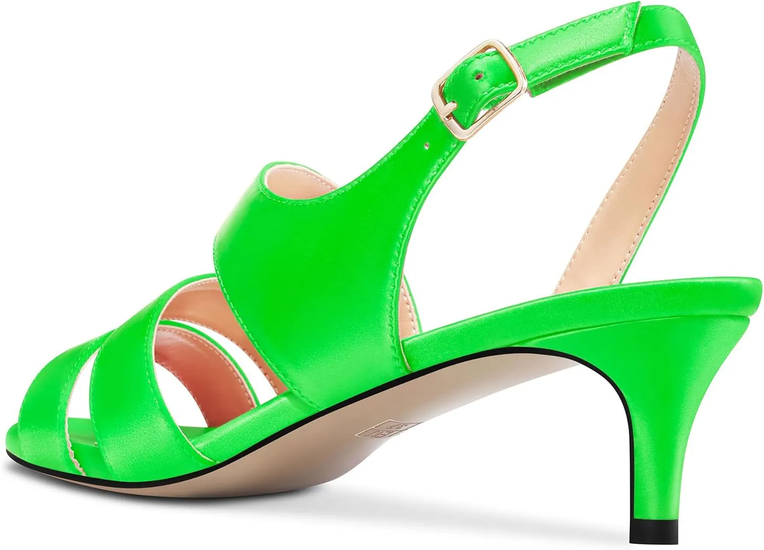TNYNFBEB Women Mid Heel Peep Open Toe Sandals Ankle Strap Buckle Prom Wedding Cute Basic Classic 2.0 Inches Heels