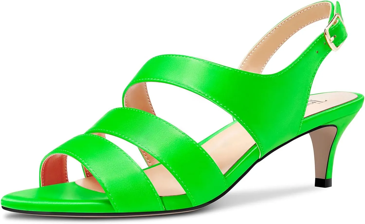 TNYNFBEB Women Mid Heel Peep Open Toe Sandals Ankle Strap Buckle Prom Wedding Cute Basic Classic 2.0 Inches Heels