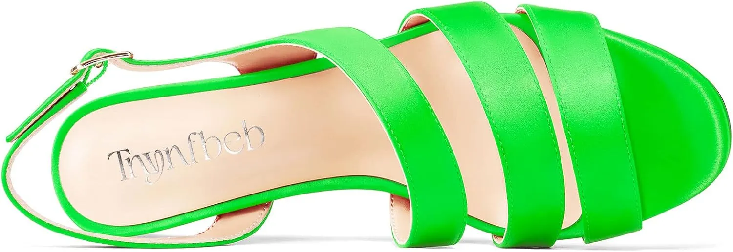 TNYNFBEB Women Mid Heel Peep Open Toe Sandals Ankle Strap Buckle Prom Wedding Cute Basic Classic 2.0 Inches Heels