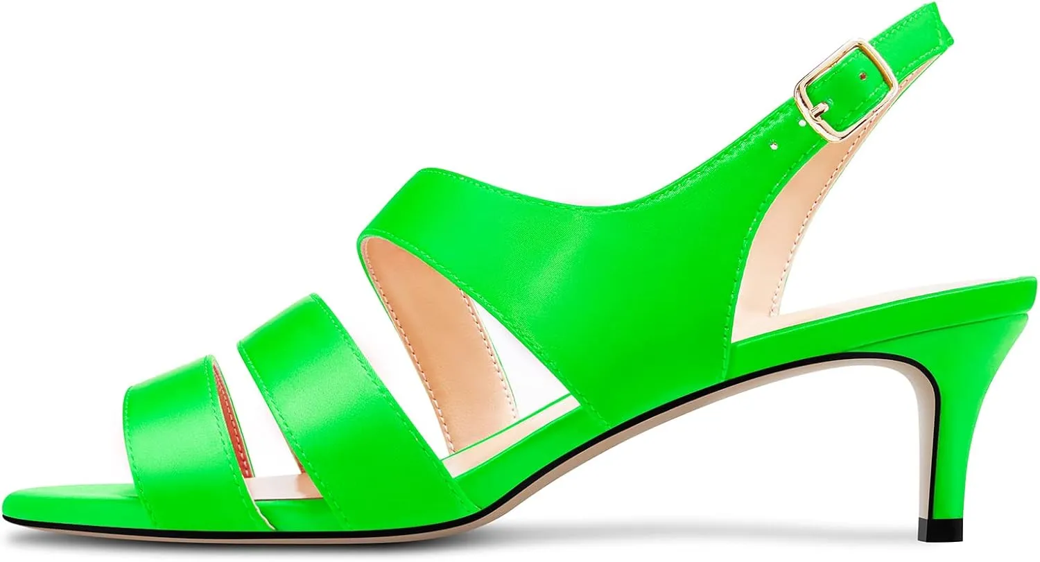 TNYNFBEB Women Mid Heel Peep Open Toe Sandals Ankle Strap Buckle Prom Wedding Cute Basic Classic 2.0 Inches Heels