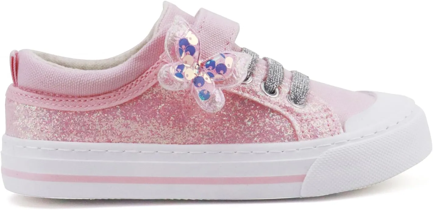 ToandonToddler Kids Sneakers Sparkle Fashion Glitter Sequins Canvas Shoes